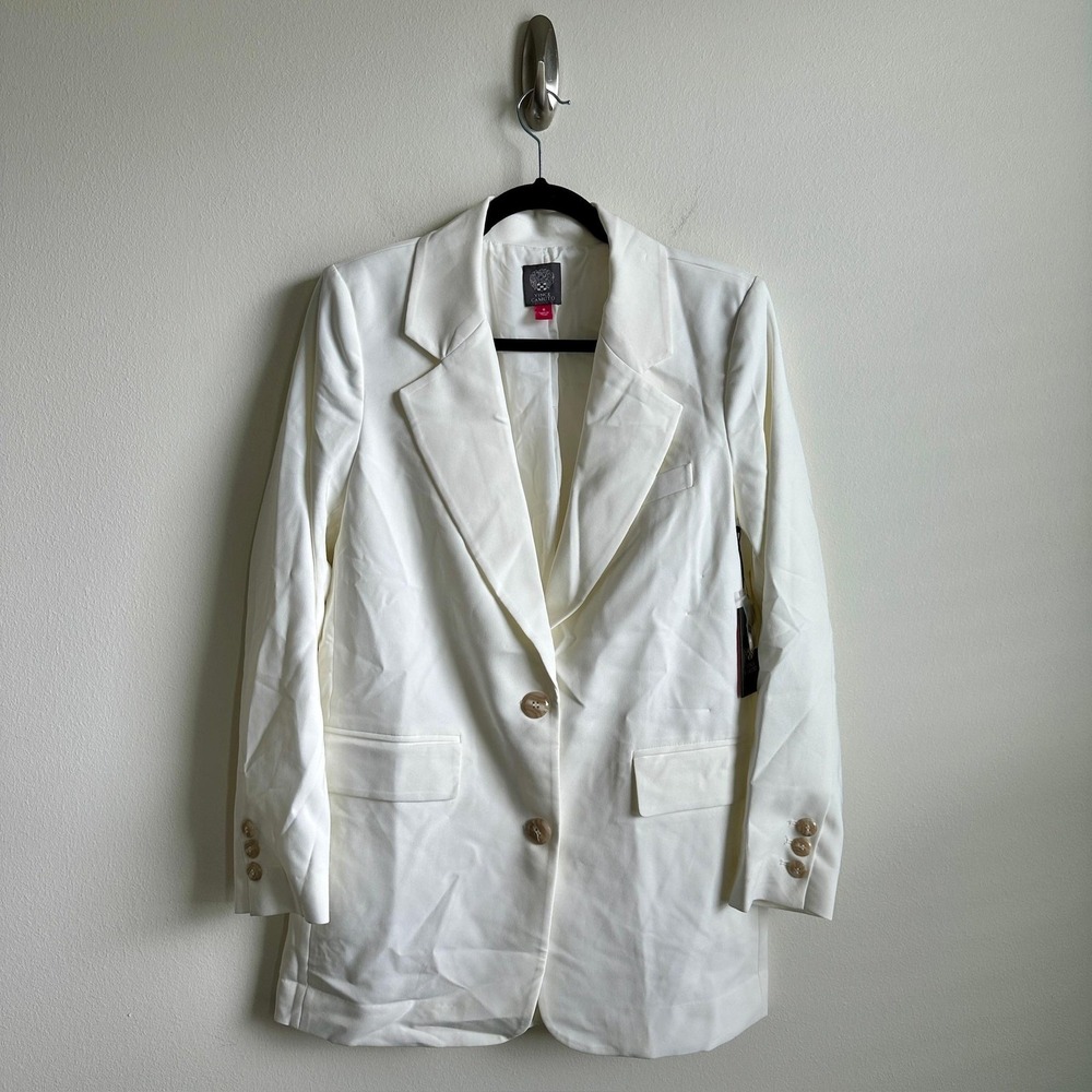 Vince Camuto Blazer Womens 8 New Ivory Garden Romance White Jacket‎ Pockets NWT
